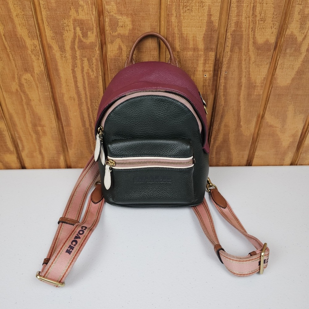 Coach Charter Backpack 18 Amazon Green Multi Colorblock C5286 Convertible